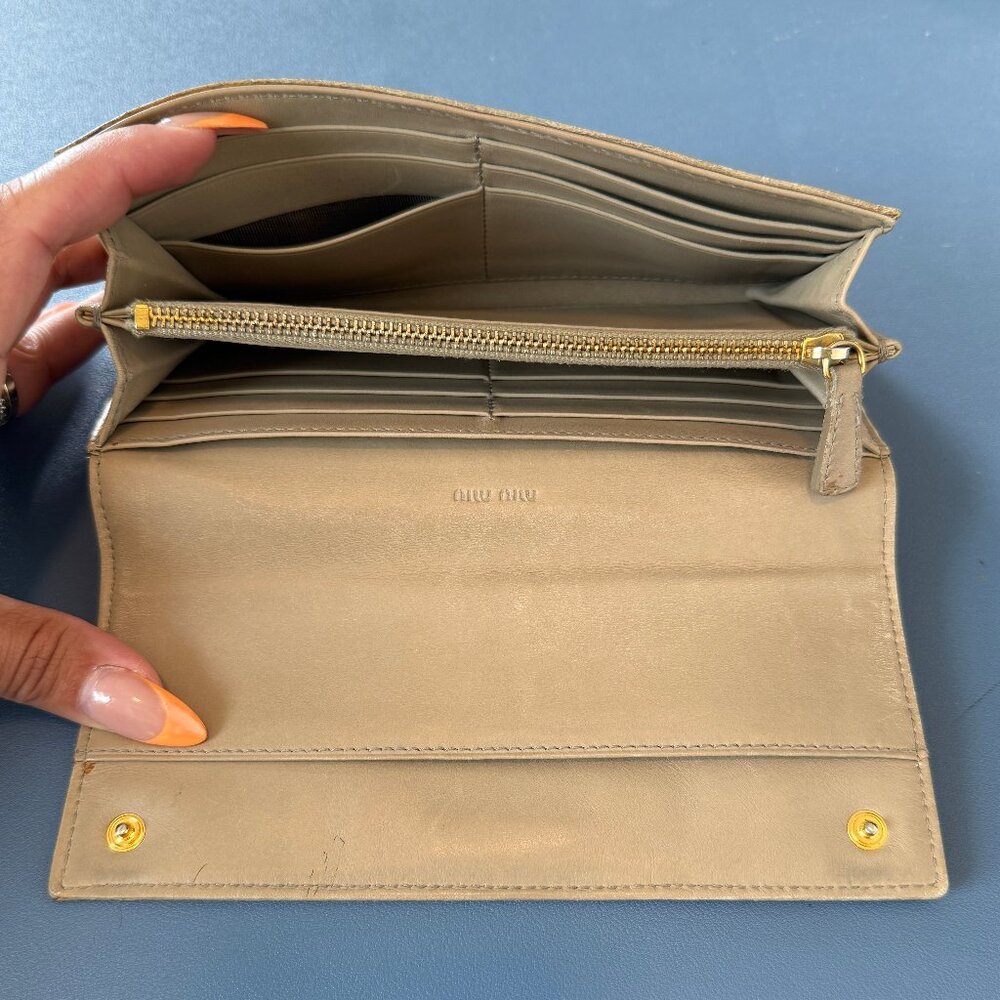 Miu Miu Croc Embossed Tan Long Wallet - image 4